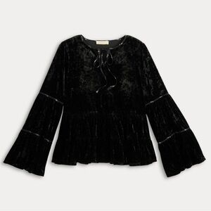Chic Black Velvet Women's Blouse